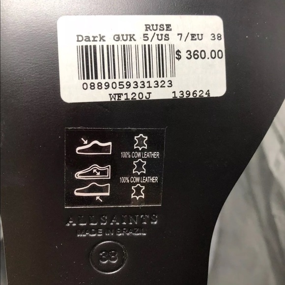 AllSaints Leather Sandal Slingback Strap Stud Heel - Picture 8 of 8